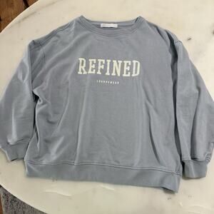 OAK Refined 100% Cotton Sweatshirt Womens XS/S Blue Graphic Crewneck Pullover
